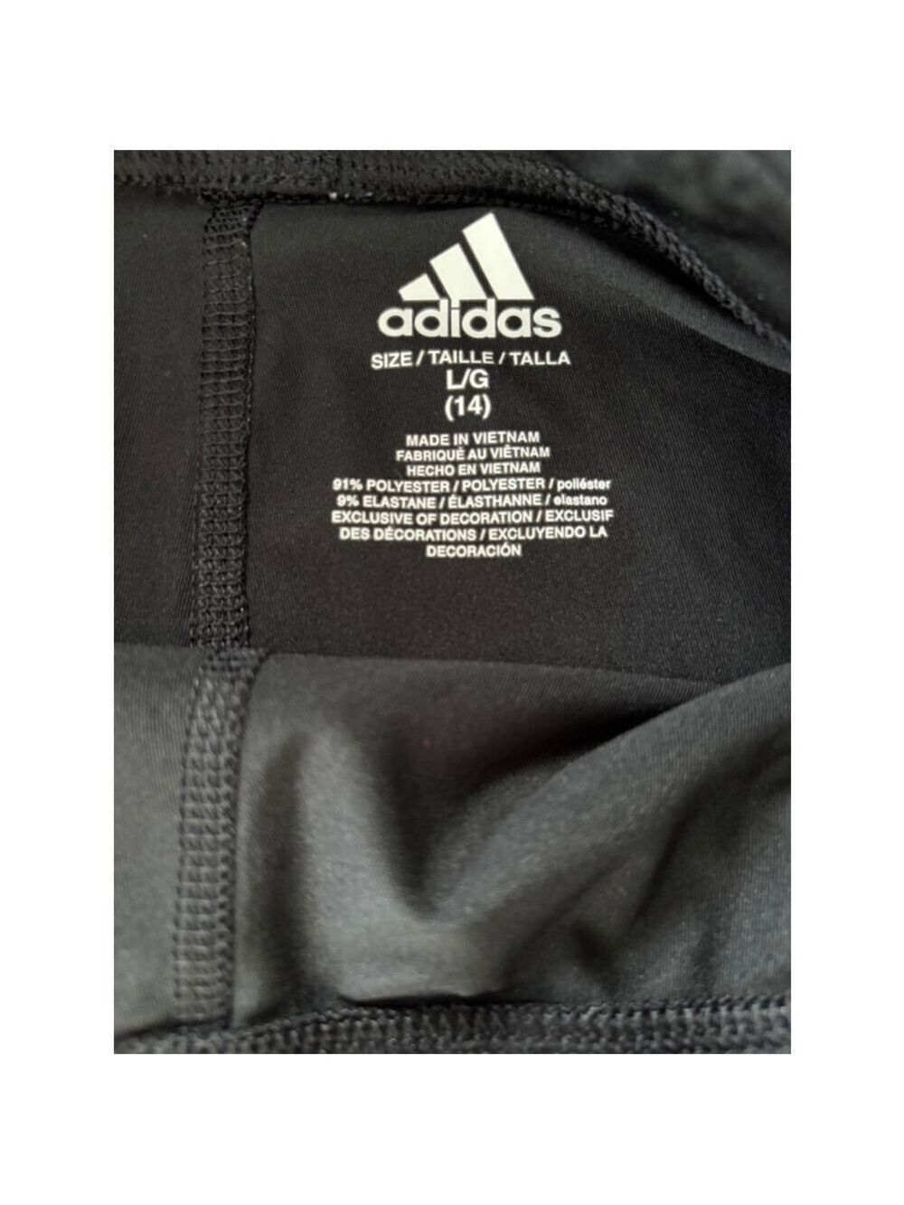 Girls Adidas Leggings, Size L/G, Black & White - Picture 2 of 2